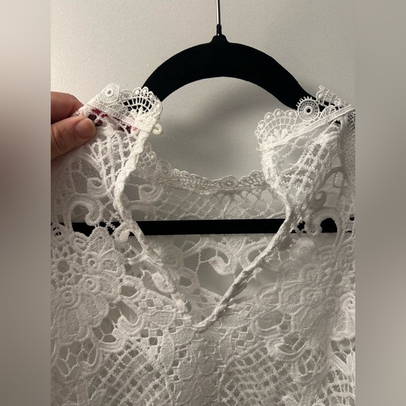Coquette Romantic Jealous Tomato White Lace Long Sleeve Top – Size Large - Picture 4 of 5